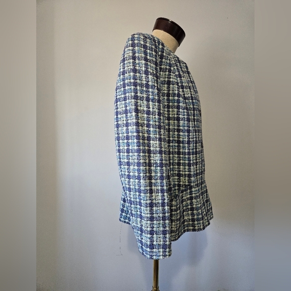 LUCIA Blue and White Women's Tweed Jacket. Size Italy 42/ Large - Picture 5 of 13